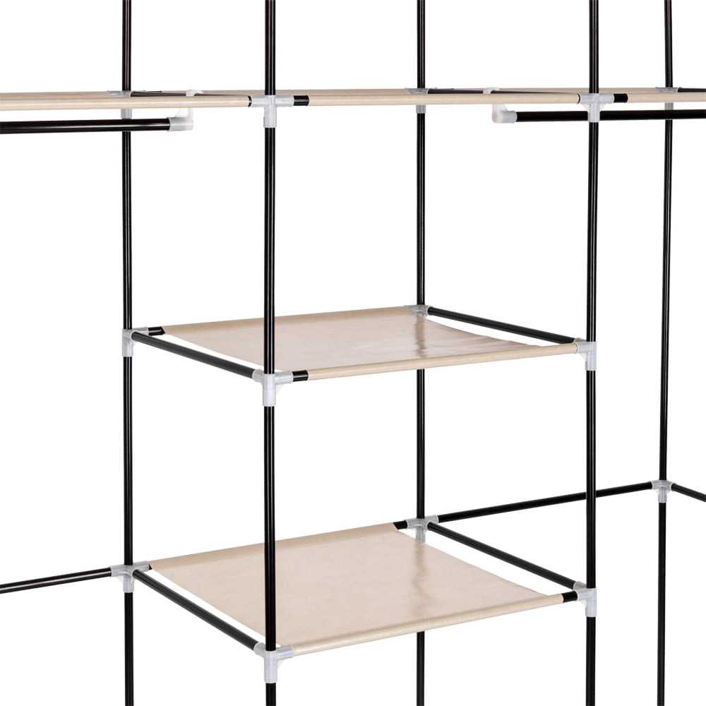 Risegun 69" Portable Storage Closet Non Woven Fabric Clothes Organizer, Durable and Easy to Assemble, Beige