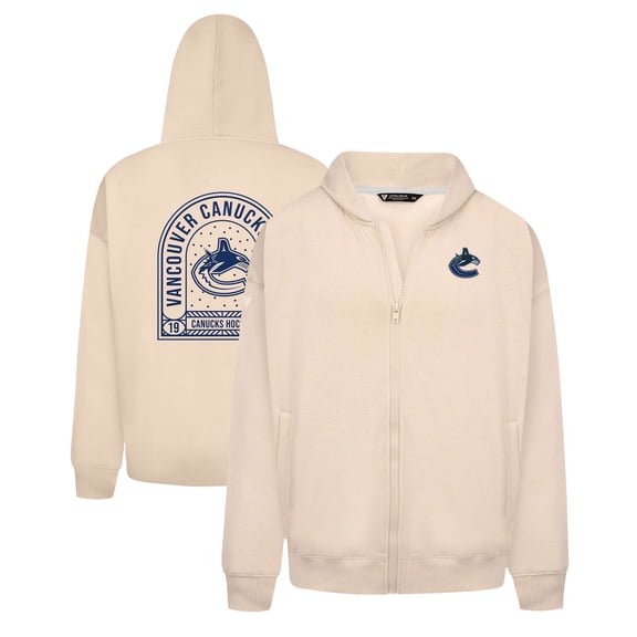 Men's Levelwear Khaki Vancouver Canucks Uphill Stained Glass Full-Zip Hoodie Jacket