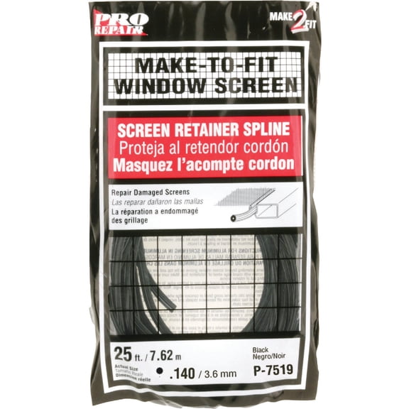 Prime-Line P 7519 Screen Retainer Spline, .140-in, 25-ft, Black