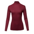 thumbnail image 2 of A2Y Women's Fitted Solid Long Sleeve Mock Neck Rayon Top Shirt Ruby Burgundy S, 2 of 6
