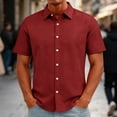 thumbnail image 2 of Trgacdwlo S-5XL Red Button Down Shirt Men Collared Short Sleeve Men Dress Shirt Big and Tall Summer Beach Casual Shirts for Men, 2 of 7