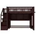 thumbnail image 6 of Twin Size loft bed with movable desk and storage shelf, featuring storage stairs, Espresso, 6 of 9