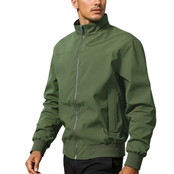 Rggeeun Men's Casual Jackets Lightweight Outerwear Comfortable Fit Zipper Design Fall Winter Outwear Fashion
