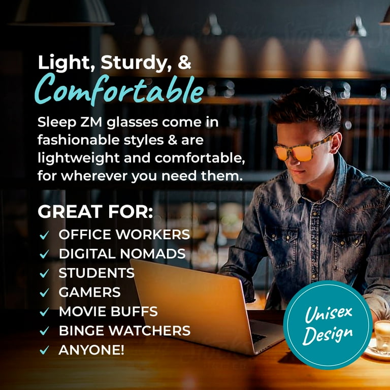Sleep ZM Blue Light Glasses Cheetah Design 99.9 Orange Blue