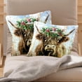 thumbnail image 2 of Pack of 2 Farm Highland Cow with Wreath Throw Pillow Covers 20x20 Inch, Square Farmhouse Pillowcase, Velvet Cushion Case for Sofa Bedroom Home Decor, 2 of 7