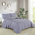 thumbnail image 5 of ESCA 3-Piece Rey Blue Floral Quilt Set - King/Cal King Size, Reversible Watercolor Flower Bed Bedspread Coverlet with 2 Pillow Shams, 5 of 5