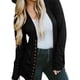 thumbnail image 3 of Sonducket Blusa con botones a presión para mujer, cárdigan con escote en V abierto en la parte delantera, ropa informal de Color sólido, Tops Prendas para la parte del cuerpo negro L, 3 of 6