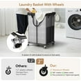 thumbnail image 2 of 150L Large Laundry Basket with Wheels, Rolling Laundry Hamper with Removable Laundry Bag & Metal Frame, Oxford Fabric Dirty Clothes Hampers for Bedroom, Laundry Room, Bathroom, Dorm(Grey), 2 of 7