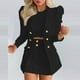 thumbnail image 2 of Chaqueta de punto de manga larga con estampado sólido para mujer, traje de falda corta con bolsillo Pompotops  qwe22338, 2 of 5