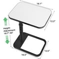 thumbnail image 2 of TV Tray Table, Adjustable Height & Rounded Metal Corners, Snack Table for Couch, Sofa, Bed, Chair, Living Room, C Shaped End Side Table for Eating, Dinner or Laptop, Small Spaces, White, 2 of 17