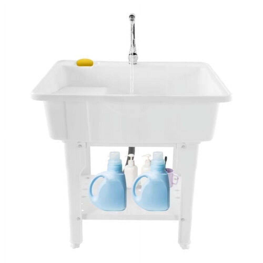 Freestanding Utility Sink Laundry Tub /Floor Mount Wash Bowl Basin Single Faucet