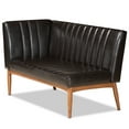 thumbnail image 4 of Baxton Studio Daymond Mid-Century Modern Dark Brown Faux Leather Upholstered and Walnut Brown Finished Wood 2-Piece Dining Nook Banquette Set, 4 of 8