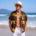 thumbnail image 5 of Hawaiian Shirts for Men Short Sleeve Aloha Button Up Shirt Summer Beach Yellow Floal Palm Tee, 5 of 7