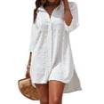 thumbnail image 2 of Shine Up Swimsuit Coverups for Women Chiffon Bikini Swimwear Summer Beach Cover-Up Loose Pom Pom Shirt Dress, 2 of 4