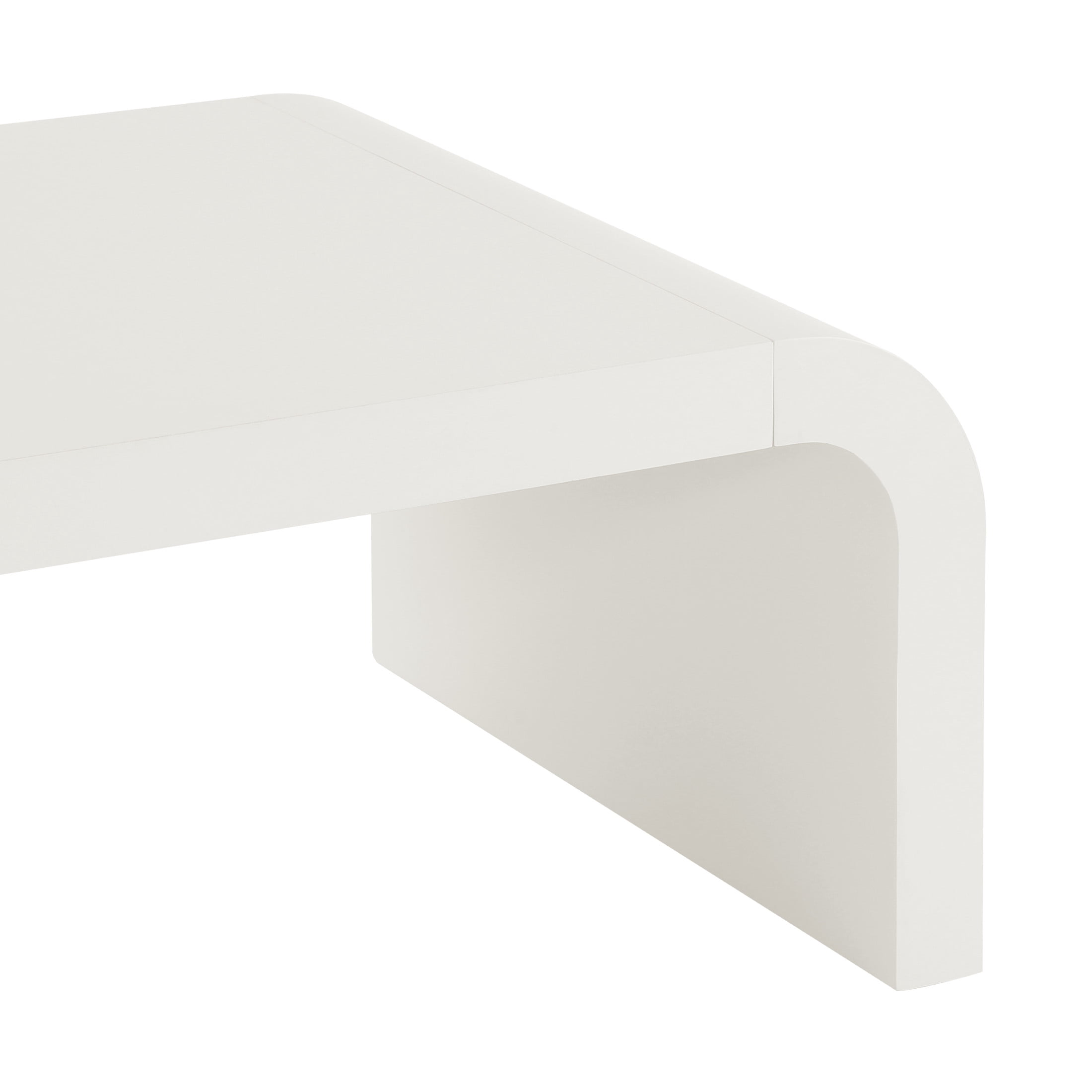 Christopher Knight Home 47" Modern Waterfall Coffee Table, Curved Minimalist Accent Table, White