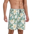thumbnail image 2 of Kdxio Lilies Flowers Print Mens Sleep Shorts Bottoms Soft Comfy Pajama Wear Pants with Drawstring Pockets, 2 of 7