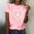 thumbnail image 4 of PNTUTB Women's Summer Fashion Dog Paw Heart Print Casual Crew Neck Short Sleeve Pullover Loose Comfortable Tops, 4 of 6