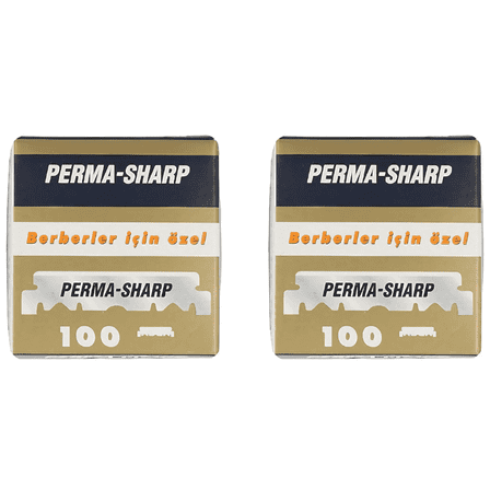 200 Perma-Sharp Straight Edge Razor Blades for use in Professional Barber Razors - New Packaging