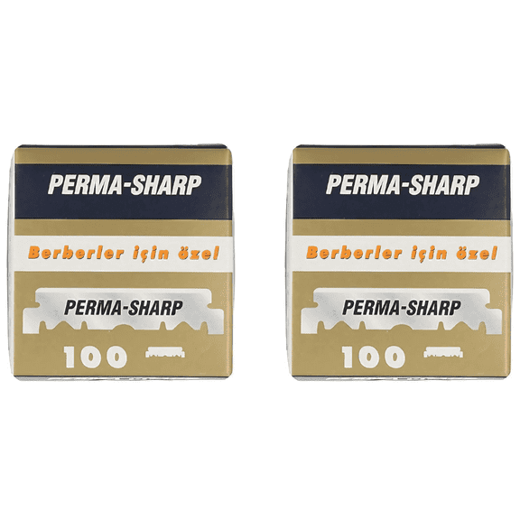 200 Perma-Sharp Straight Edge Razor Blades for use in Professional Barber Razors - New Packaging