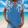 thumbnail image 2 of Vestidos Casuales Para Mujer, Blusas De Mujer De Moda Camiseta informal de manga corta con cuello en V y botones para mujer, 2 of 5