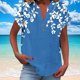 thumbnail image 2 of Vestidos Casuales Para Mujer, Blusas De Mujer De Moda Camiseta informal de manga corta con cuello en V y botones para mujer, 2 of 5