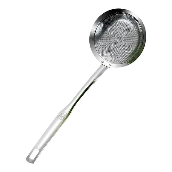 Stainless Steel Skimmer Spoon - 13.4" Fine Mesh Strainer Ladle for Cooking | Professional Grease & Foam Remover for Soup, Broth & Hot Pot