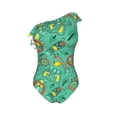 thumbnail image 4 of Yiaed Funny Animals in Jungle Print Women One Piece Swimsuits Tummy Control One Shoulder Bathing Suits Pattern Ruffle Swimwear-X-Large, 4 of 8