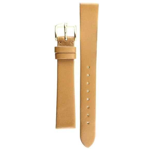 HIRSCH Firenze Leather Watch Strap (Brown) - M - 12mm - Stainless Steel Gold Buckle