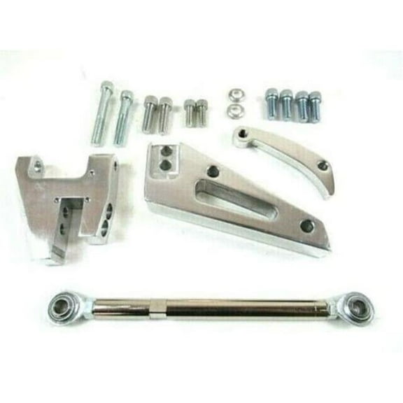 Bous Performance E45601P Chevy SBC 350 Short Water Pump SWP Aluminum Alternator Bracket Kit, Polished