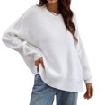 thumbnail image 1 of Pull à Col Rond Fendu sur le Côté Mode Ample Manches Longues pour Automne Hiver Blanc m, 1 of 8