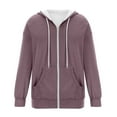 thumbnail image 3 of lnmuld Womens Zip Up Hoodies Women's Fashionable Casual Pocket Zipper Long Sleeved Hooded Solid Color Sweatshirt Size:M, 3 of 4