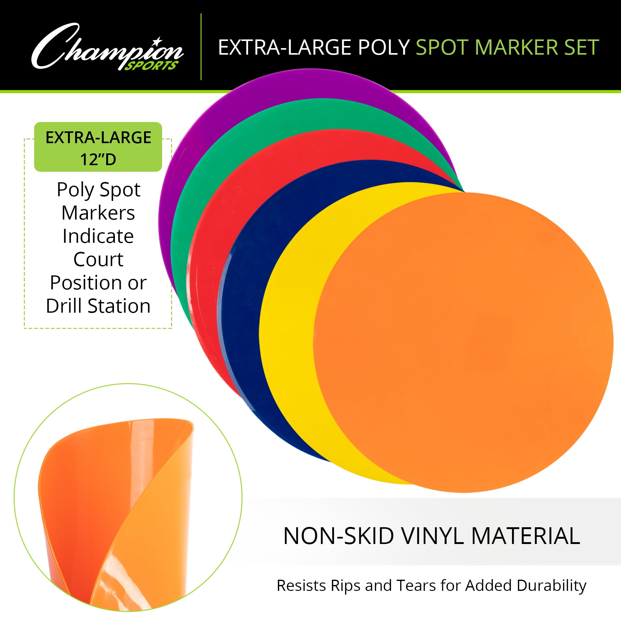Champion Sports Extra Large Poly Spot Marker Set