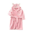 thumbnail image 2 of LSLJS Boys Girls Robe Kids Flannel Hooded Bathrobe Sleepwear Toddler Plush Robes With Belt, Kids Robe, 2 of 3