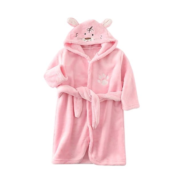 Penkiiy Peignoir à Capuche pour Enfants Garçons Filles, Robe de Bain pour Tout-Petits, Pyjama 4-5 Ans Rose