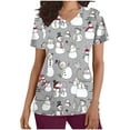thumbnail image 2 of LSLJS Women's Fashion Short Sleeve V-Neck Tops Working Uniform Printing Pocket Blouse Tops, Christmas Scrub Tops, 2 of 4