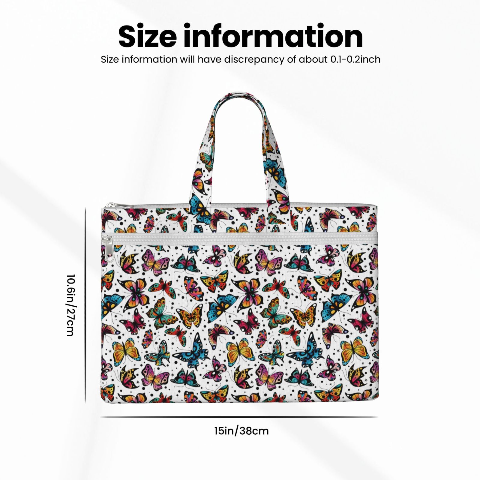 Kdxio Colorful Flying Butterflies File Tote Document Bag Business Briefcase Bag Document Organizer Tote Briefcase for Letter A4 Files Business Teacher Office Bag