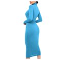 thumbnail image 3 of YWDJ Long Fall Dresses for Women 2022 Women Fashion Slim High Neck Long Dress Long Sleeve Pure Color Dress Blue M, 3 of 8