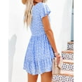 thumbnail image 2 of Women's Summer Casual Dress V Neck Short Sleeve Loose Flowy Floral Swing Shift Mini Dress, 2 of 6