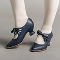 thumbnail image 4 of KAQ Women's Adorable Vintage Shoes Victorian Mary Jane Pumps Retro Point Toe Lace Up Shoes, 4 of 9
