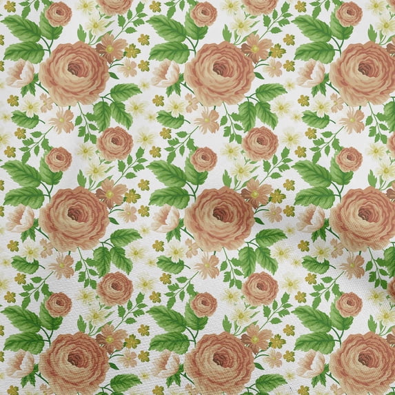 oneOone Polyester Spandex Brown Fabric Floral Sewing Fabric By The Yard Printed Diy Clothing Sewing Supplies 56 Inch Wide-HI