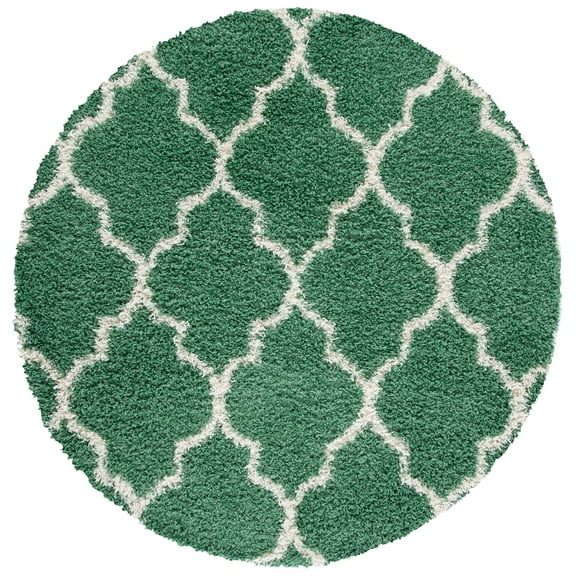 SAFAVIEH Venus Shag Waverly Trellis Area Rug, Green/Ivory, 6'7" x 6'7" Round