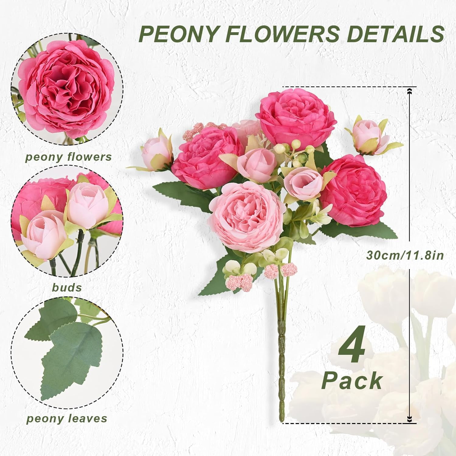 Packs Mixed Pink Peonies Artificial Flowers Packs Pinkish-Purple Peonies Artificial Flowers