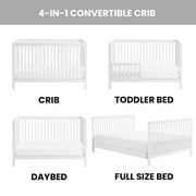 Oxford Baby Essential Isl Size 4-in-1 Convertible Crib with Round Spindles, White