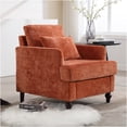 thumbnail image 5 of JERFIT Modern Chenille Accent Chair with Button Tufting and Studded Detail, Mid-Century Solid Wood Frame Lounge Armchair for Living Room, Bedroom, Office in Dark Orange, 5 of 9