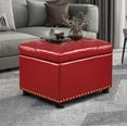 thumbnail image 2 of Joveco Leather Storage Ottoman, 24" Rectangle Square  Foot Rest Stool for Bedroom Living Room, Red, 2 of 8