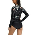 thumbnail image 6 of Sexy Dance S-XXL Women Floral Printed Zipper Fronted Swim Dress One-piece Swimming Suit Surfing Swimsuit Long Sleeve Wetsuit Swimwear Tummy Control Beachwear Sun Protection Bathing Suit With Bikini Bo, 6 of 7