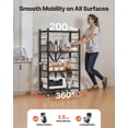 thumbnail image 3 of VEVOR 4-Tier Foldable Storage Shelf, 26W x 13D x 46H Inch Folding Metal Rack Shelving Unit, No Assembly Organizer Shelf with 5 Wheels & 4 Hooks for Pantry, Kitchen, Garage, Basement, Black, 3 of 9