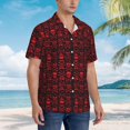 thumbnail image 2 of KLL Men's Hawaiian Shirt Short Sleeve Button Down Beach Shirts-Red Skulls With Crossbones, 2 of 5