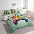 thumbnail image 3 of Manfei Cartoon Gamepad Twin Bedding Sets 7-Piece for Boys, Splash Watercolor Bedding Comforter Set, Game Console Reversible Sheet Sets, Lightweight Room Decor, 3 of 7