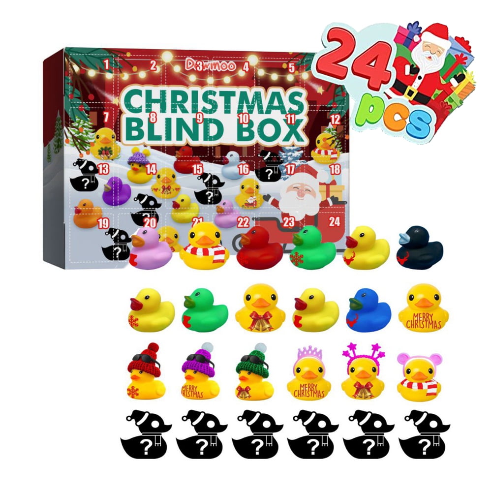 Christmas 24 Days Countdown Advent Calendar with 24 Rubber Ducks for